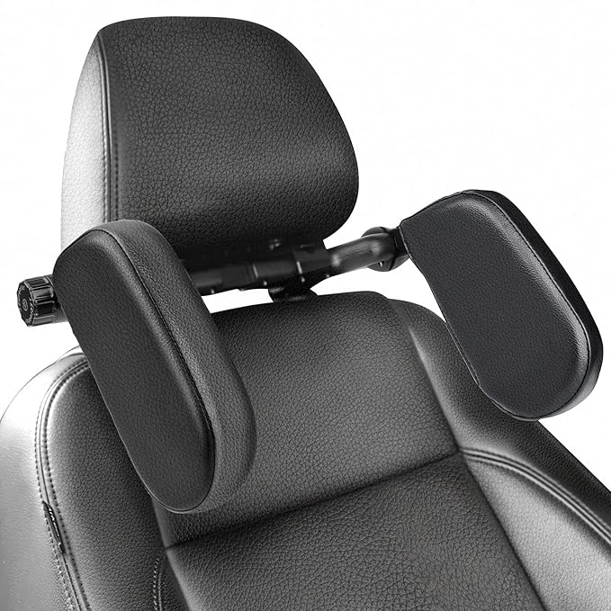 JZCreater Car Headrest Pillow, 180°Adjustable Head Neck Support Pillow, U- Shaped, Travel Sleeping Car Headrest, Only for Car Seat Headrest with Poles,Not Fit for Vehicle if The Seat Without 2 Poles