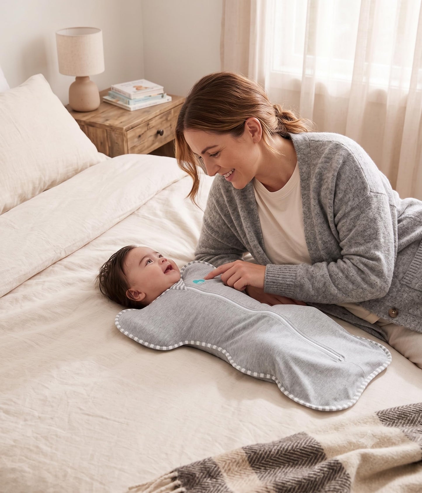 Love to Dream Swaddle UP, Baby Sleep Sack, Self-Soothing Swaddles for Newborns, Improves Sleep, Secure Fit Helps Calm Startle Reflex, New Born Essentials for Baby, Small 8-13lbs, Gray
