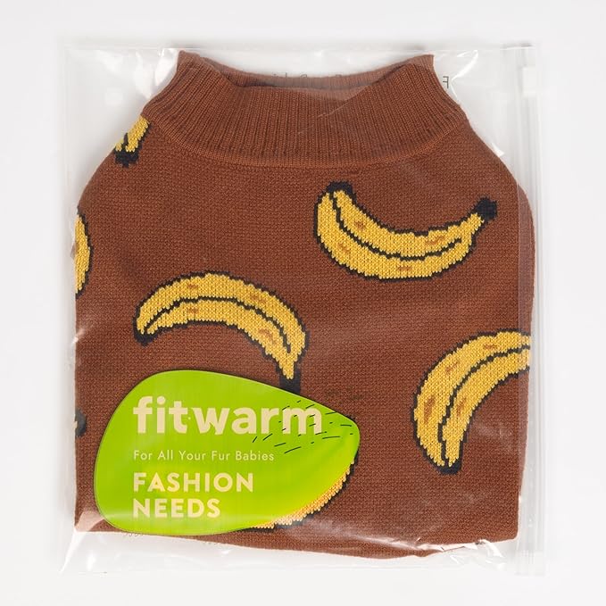 Fitwarm Banana Dog Sweater, Thermal Dog Winter Clothes for Small Dogs Boy Girl, Pet Outfit, Brown, Yellow, Medium
