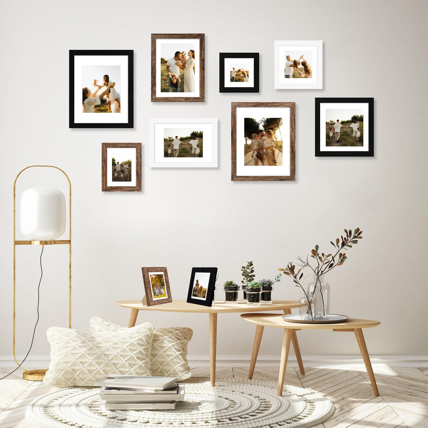 Flocey 11x14 Picture Frame 5 Pack, Black Photo Frame, Display Pictures 8x10 with Mat or 11x14 without Mat for Horizontal or Vertical Wall Mounting, Wall Gallery Frame for Artwork Certificate
