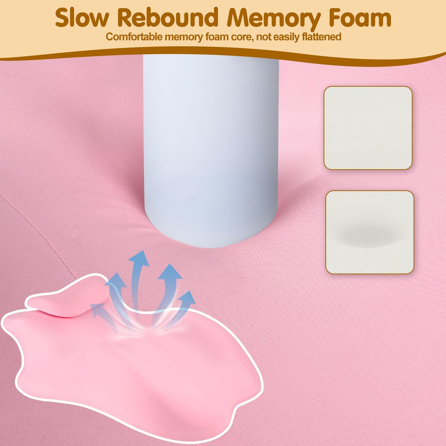 MYFAMIREA Memory Foam Ergonomic Wedge Pillow for Adults, Prone Pillow for Bed Sleeping, Reading, Memory Foam Ergonomic Cushion for Back Support, Sitting Up and Back Pain, with Removable Cover (Pink)