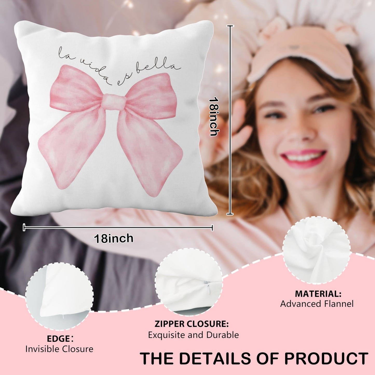 YeiHe Coquette Pink Bow Cowgirl Boots Pillow Covers 18x18, Preppy Cowgirl Room Decor, Pink Girly Bedroom Decor, Coquette Stuff, Set of 2