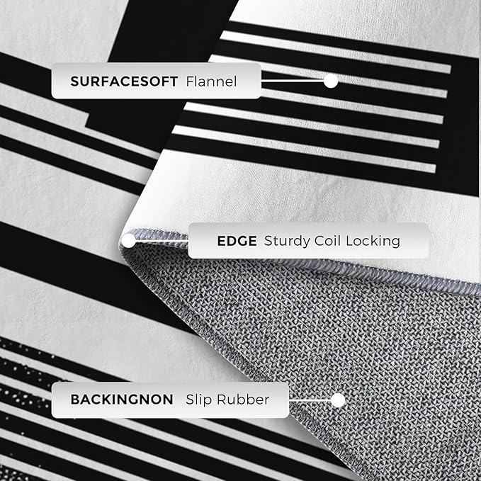 Black and White Stripe Rugs for Entryway, 2x3 ft, Modern Stripes Area Rugs for Bedroom Kitchen Entrance, Soft Non Slip Washable Abstract Striped Indoor Door Mat Home Decorations Dt-Ghf-31