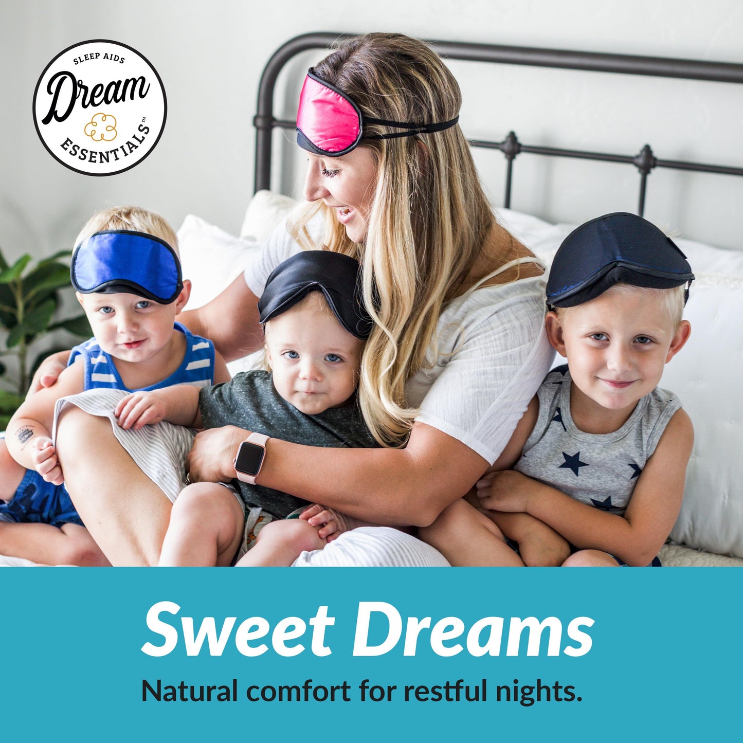 Dream Essentials Natura Organic Cotton Sleep Mask | Midnight Black | Eye Mask for Sleeping, Light Blocking Soft Sleep Eye Cover with Eco Wool Padding | Made in USA Travel Accessories