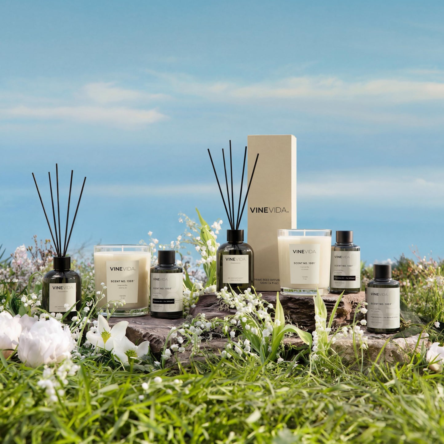 VINEVIDA | Eucalyptus Spearmint | Reed Diffuser for Home & Bathroom | Long-Lasting Scent Sticks Set | Oil Stick Diffuser | Bathroom Scent