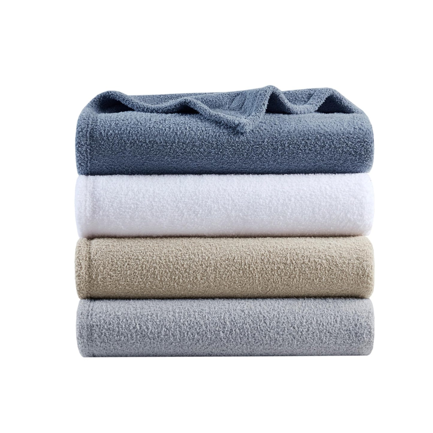 Madison Park Fuzzy Knit Blanket Dream Soft Blanket Cozy Breathable Cover Luxrurious Feathersoft Feel, All Seasons Lightweight Bedding for Summer Cover for Bed, Couch & Sofa, Full/Queen, White