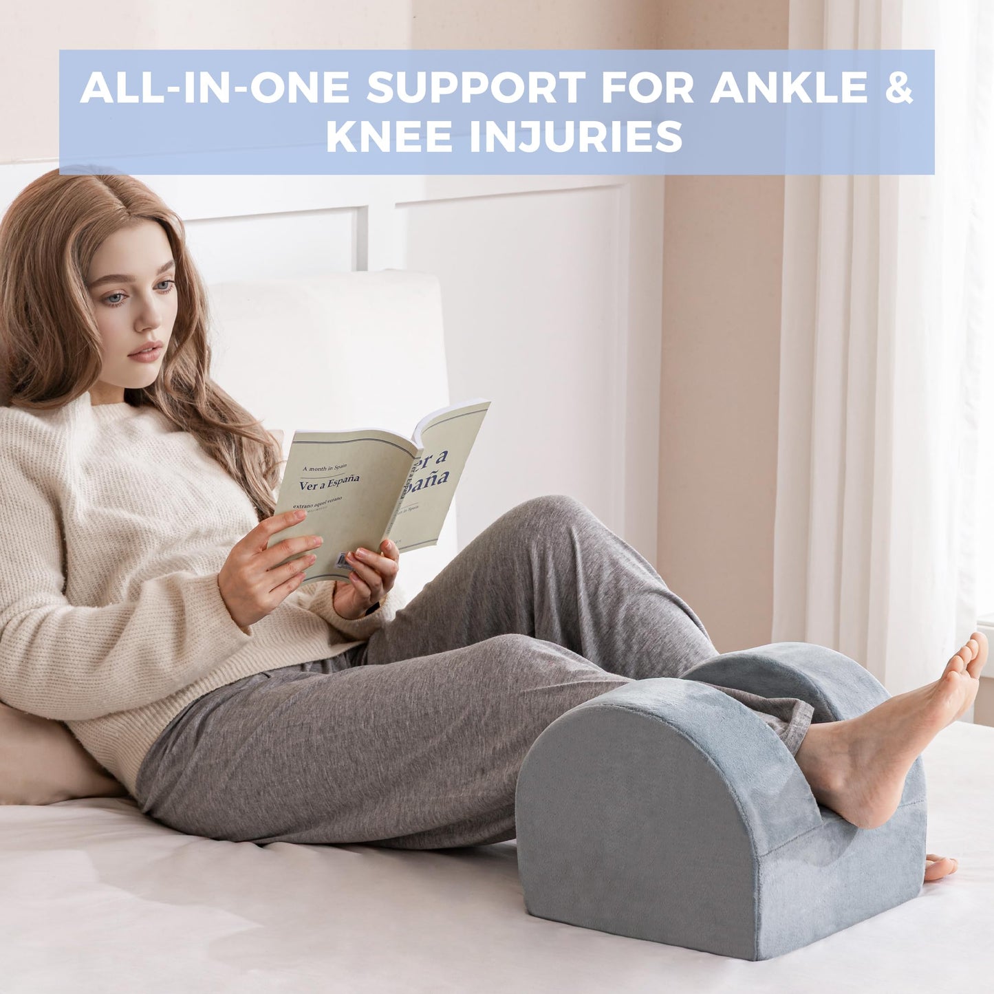 Ganondorf Knee Replacement Pillow Zero Degree Knee Extension Pillow for Post Surgery Recovery, Leg Elevation & Ankle Support for ACL, MCL & Hip Surgery