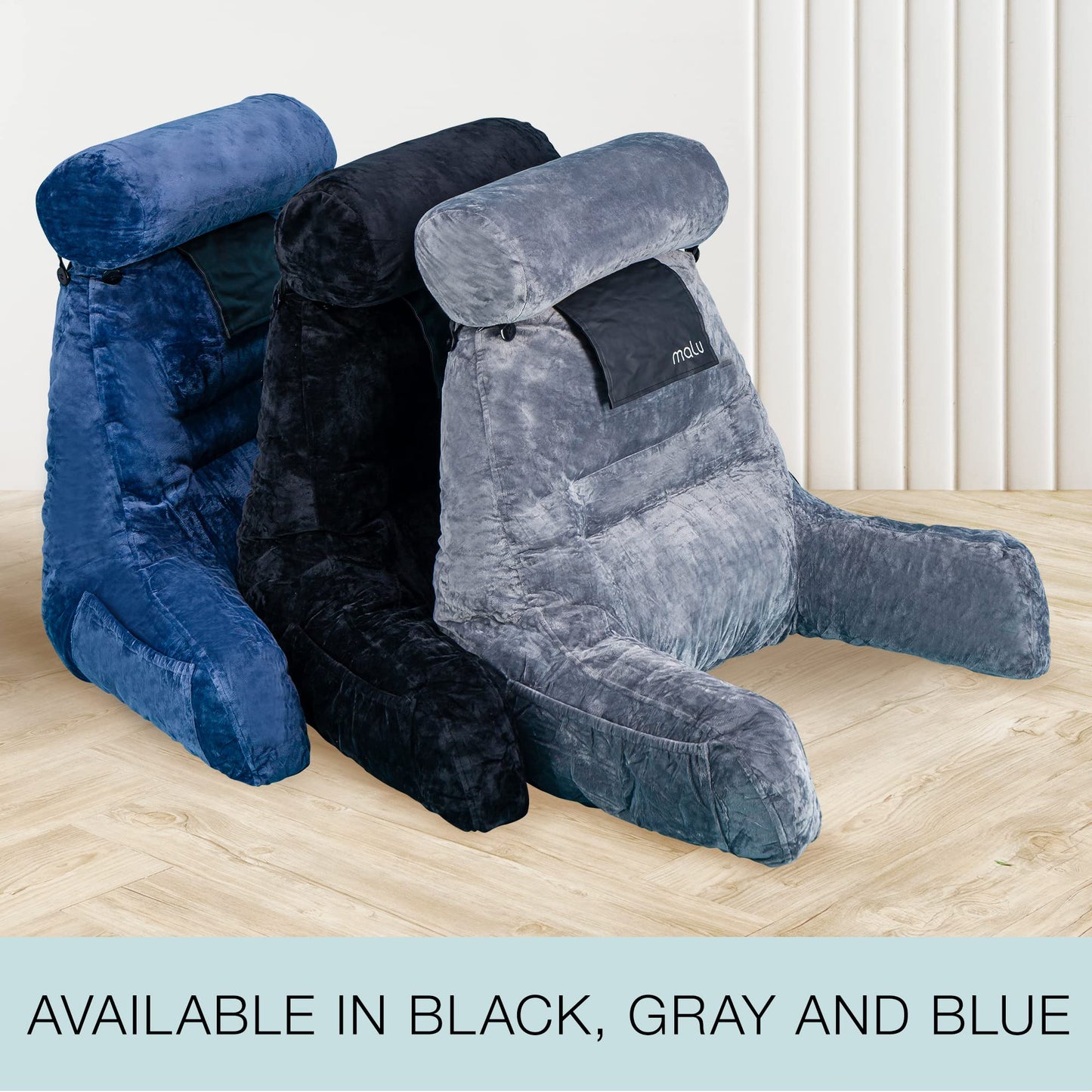 malu Extra Large Reading Pillow- Ergonomic Pillow- Back Pillow for Bed+ Rolling Mat for Neck Support- with Shredded Memory Foam- for Sitting Up in Bed, Couch or Floor