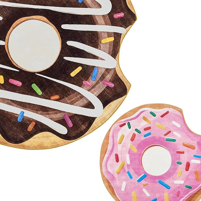 jinchan Cute Round Rug 3ft Chocolate Donut Fun Rug Washable Playroom Mat Sweet Dessert Circle Cool Rug Non Slip 3' Round Soft Cozy Doormat Small Funky Gift for Kids Toddler Nursery Teens Dorm Bedroom