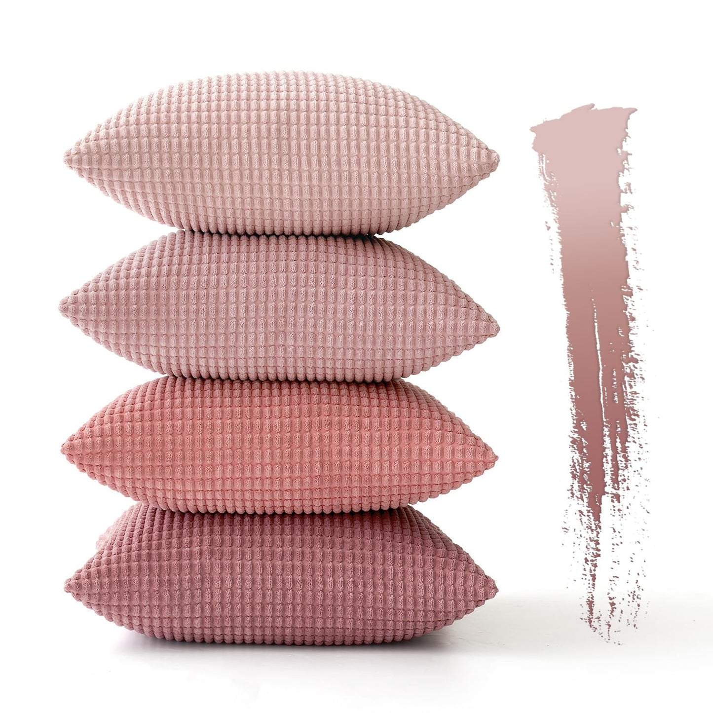 MIULEE Aesthetic Pink Spring Decorative Pillow Covers 20x20 Inch Set of 4 Valentine Romantic Sweet Cute Soft Throw Pillows Coquette Home Decor Corduroy Couch Pillowcases for Sofa Living Room Bed