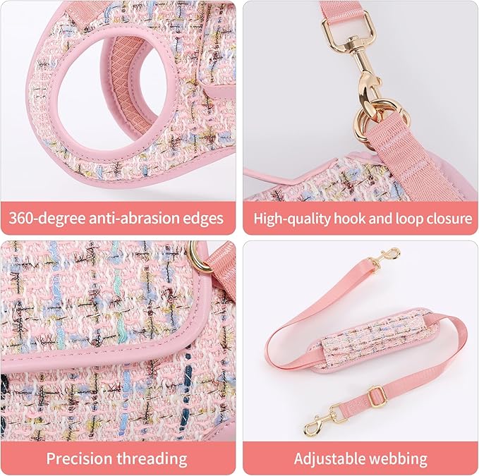 Wakytu Dog Lift Harness Dog Carrier Dog VES Harness Adjustable Dog Leash with Small Puppy Treat Bag(Pink,XS)