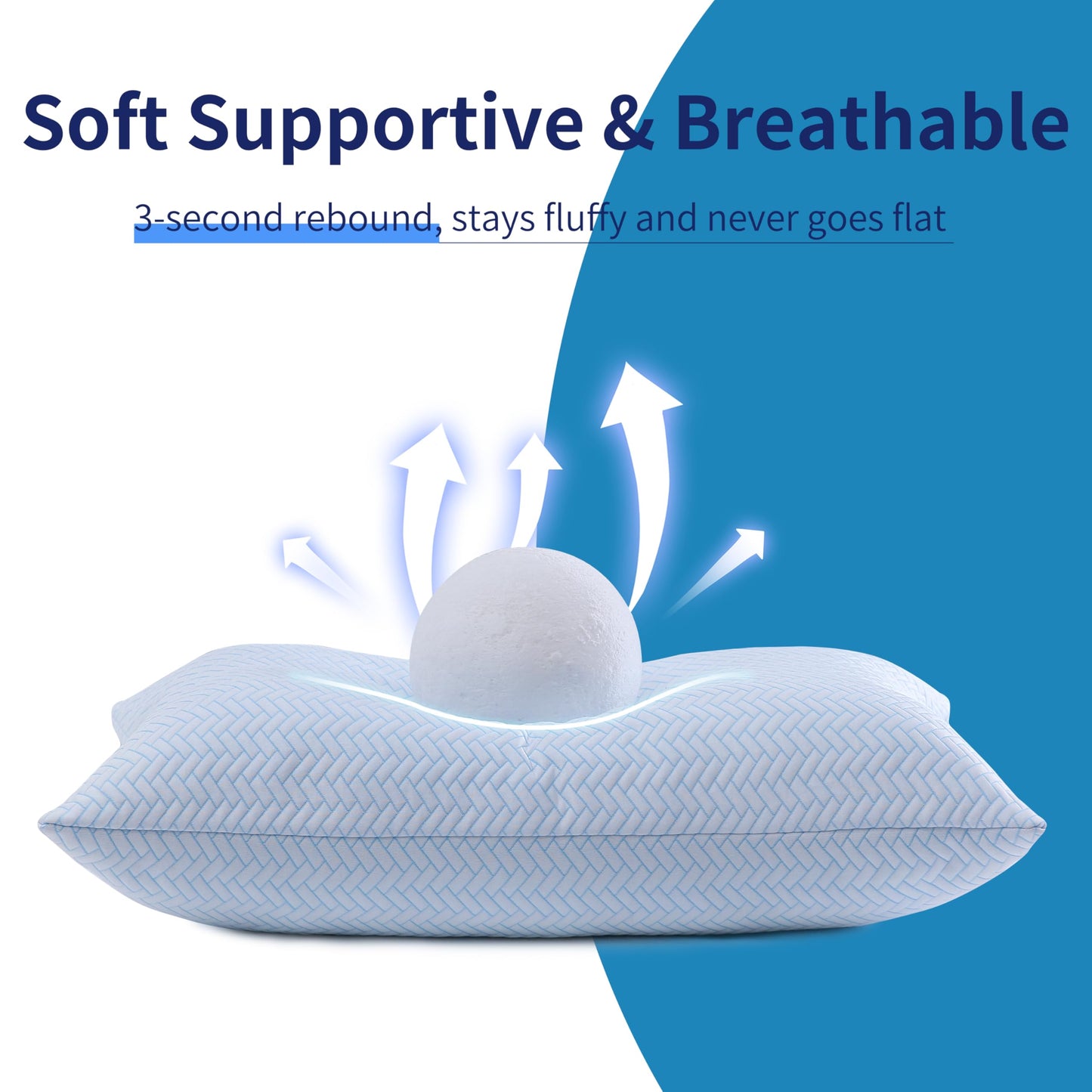 DOWNCOOL Cooling Pillow Queen Size Set of 2, Adjustable Shredded Memory Foam Pillows for Sleeping, Cool Bed Pillows for Hot Sleepers, Supportive Firm Pillow for Side Back Stomach Sleepers, 20"X30"