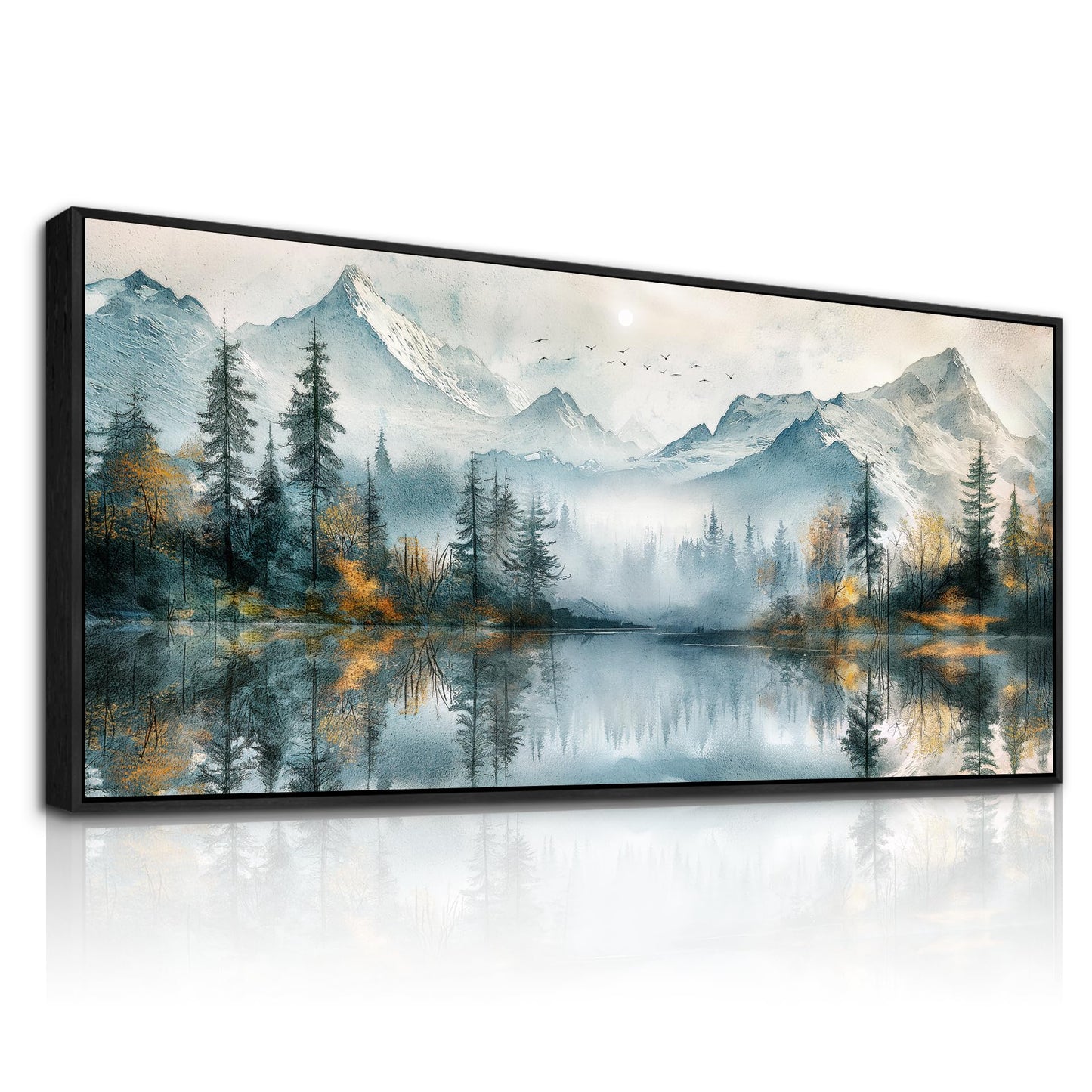 MHARTK66 Large Wall Art For Living Room Forest Trees Wall Decor Beach Pictures Mountain Landscape Canvas Prints Painting Modern Black Framed Home Decor Walls Artwork For Bedroom Office 72l X 32w