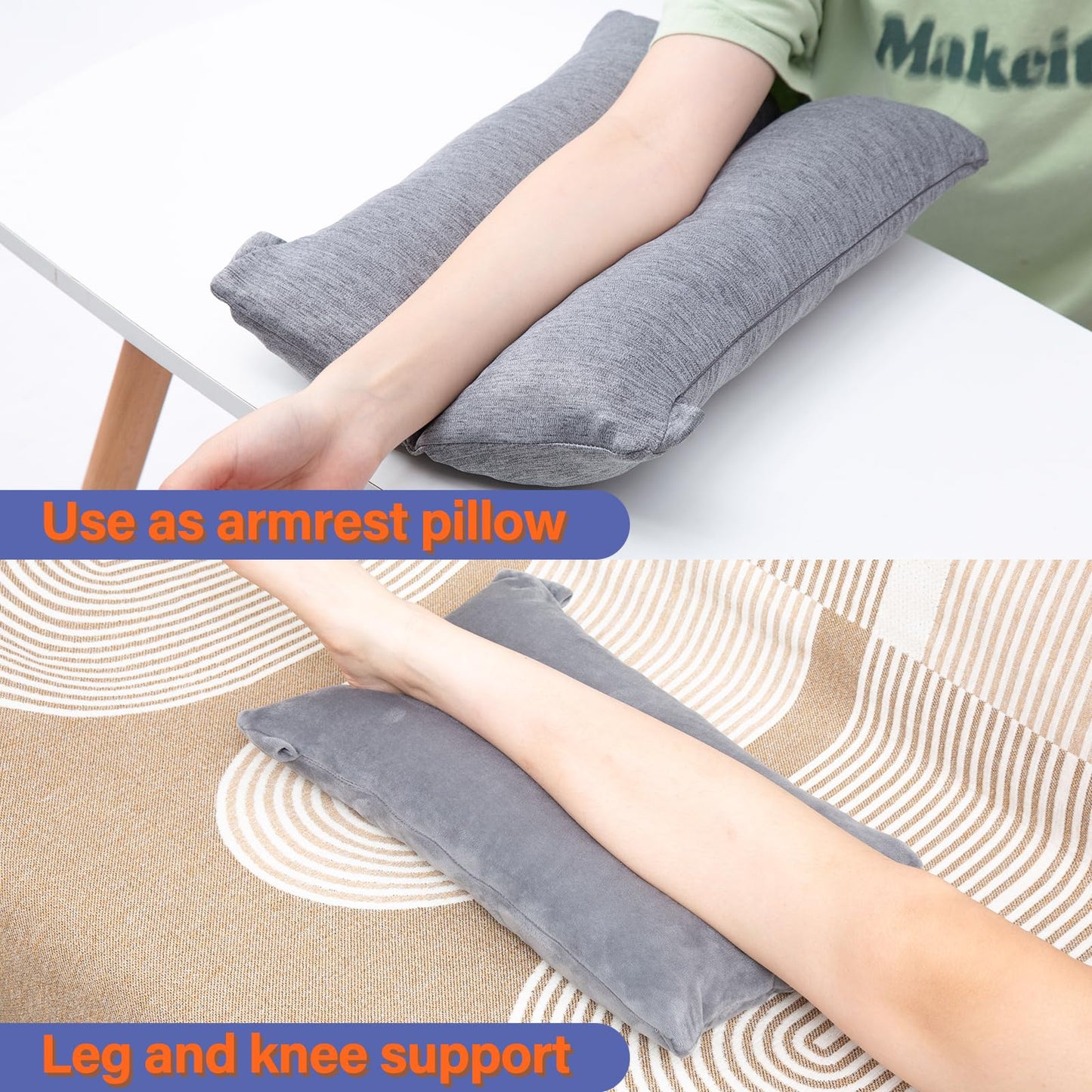 1 MIDDLE ONE Arm Pillow, Memory Foam Arm Rest Pillow for Adults and Side Sleepers, Elbow Support Elevation Pillow for Post Surgery and Numbness with Removable Cover (Grey)
