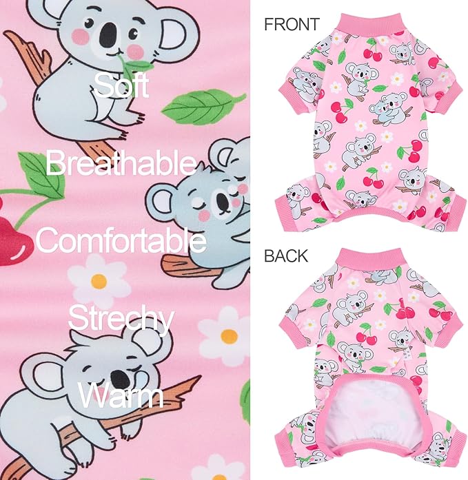 XPUDAC 4 Pieces Dog Pajamas for Small Medium Sized Dogs Stretchable Dog Pjs Soft Puppy Clothes Boy Girl Cats Pet Outfits, M