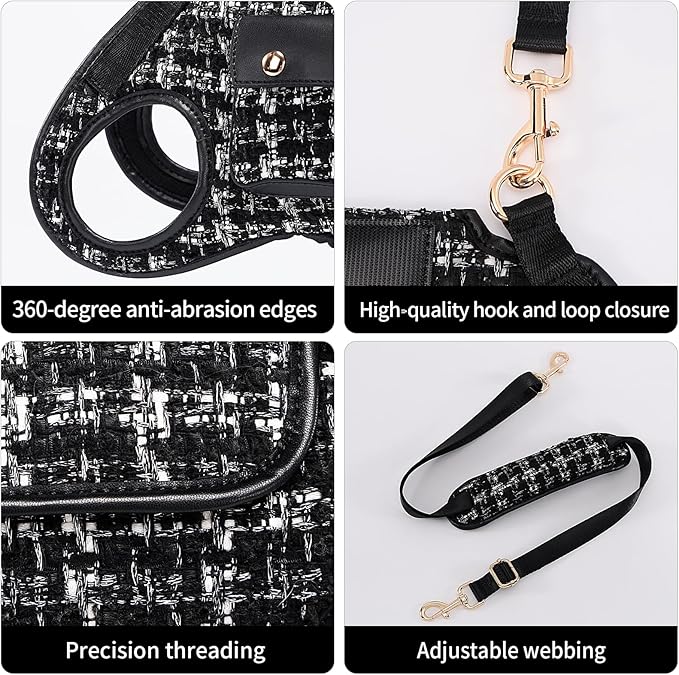 Wakytu Dog Lift Harness Dog Carrier Dog VES Harness Adjustable Dog Leash with Small Puppy Treat Bag(Black,M)