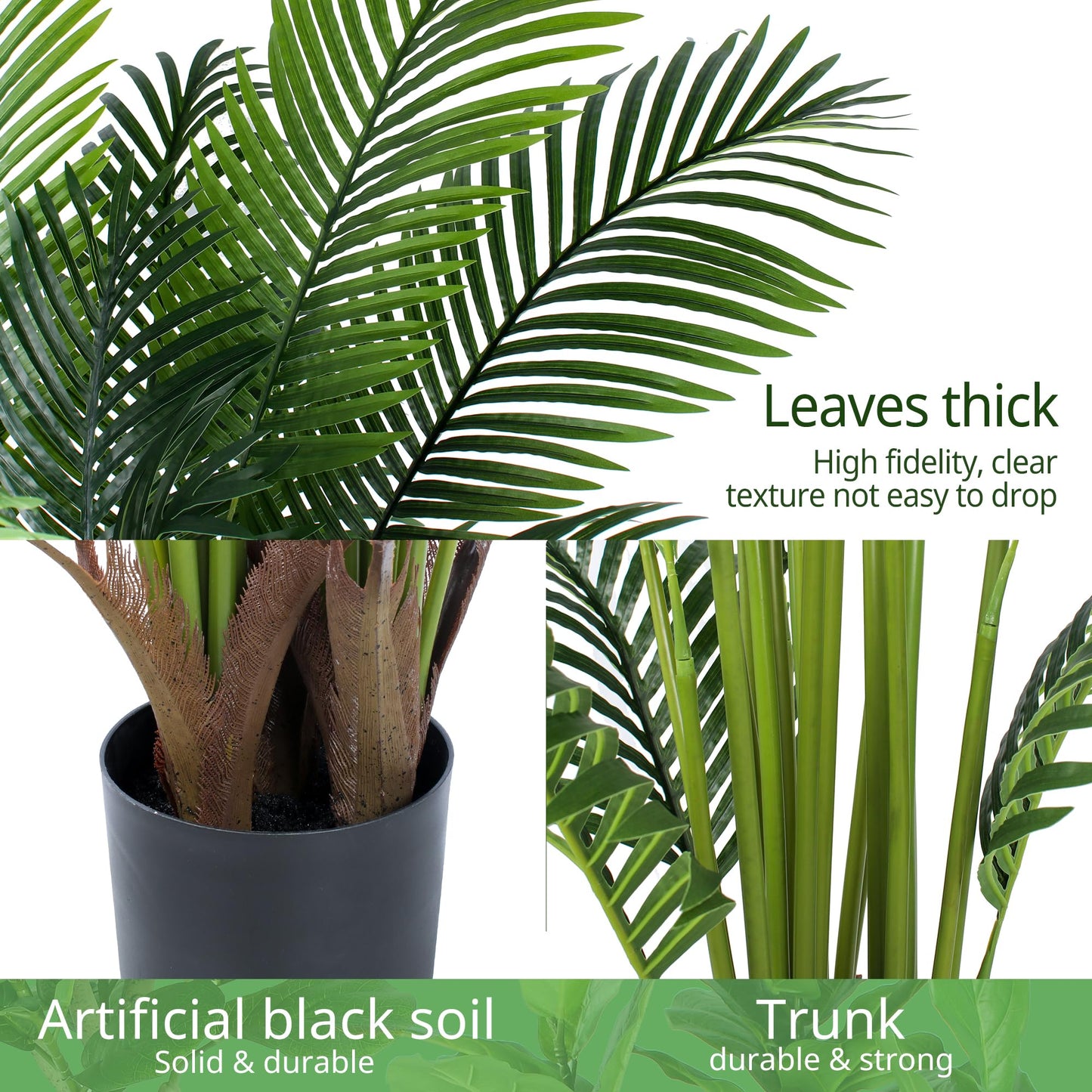 YEPDIN 6 Ft Artificial Tropical Palm Tree With 24 Removable Leaves - Large Faux Plant for Indoors and Outdoors, Silk Housewarming Gift, K185