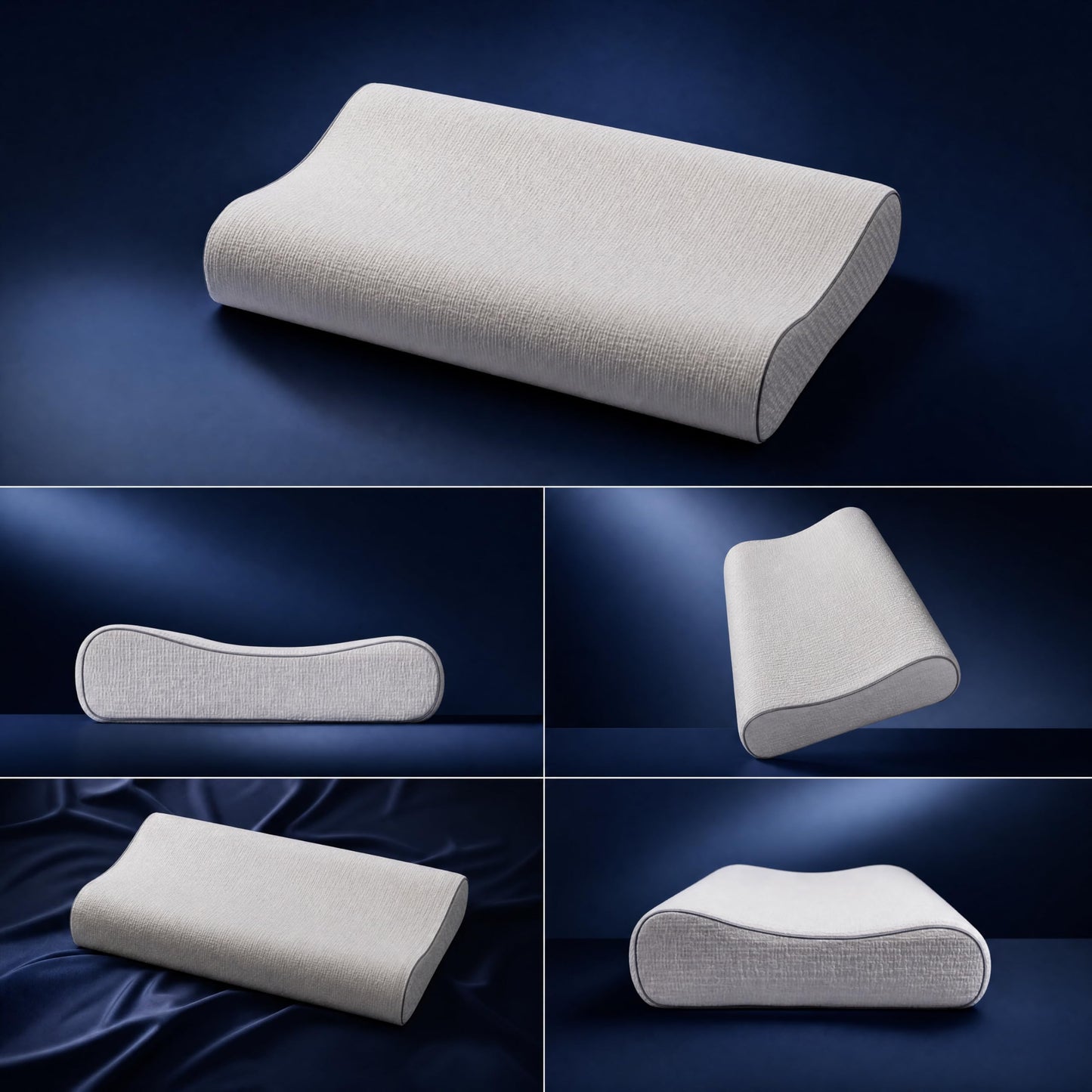 ASRIO Silicone Neck Support Pillow for Sleeping, Dual Height Cooling Ergonomic Contour Pillow, High Resilience Medium Firm Bed Pillow for Side and Back Sleepers, Washable, Standard Size