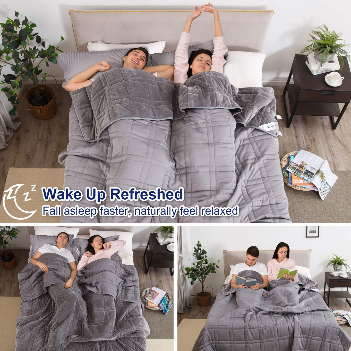 Reversible Weighted Blanket King Size 25lbs(88''x104'', All Season Use), Warm Short Plush and Cool Tencel Fabric Double-Sided Weighted Blanket California King Size for Couples - Carry Bag Included