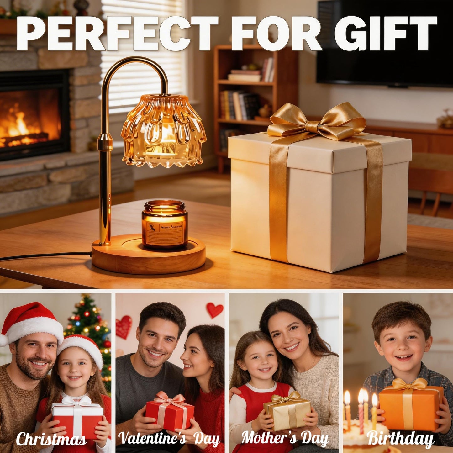 ilhuihui Candle Warmer Lamp with Timer and Wireless Remote Control,Dimmable Candle Warmer for Jar Candles,New Home Decor,Birthday Gifts for Women Mom, House Warming Gifts New Home Decor with 2 Bulbs