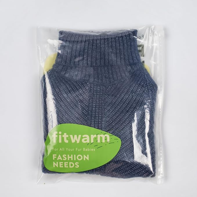 Fitwarm Turtleneck Knit Dog Sweater, Thermal Dog Winter Clothes for Small Dogs Boy Girl, Cozy Sweaters for Dogs, Doggy Pullover Jumper, Pet Outfit, Heather Navy Blue, XL
