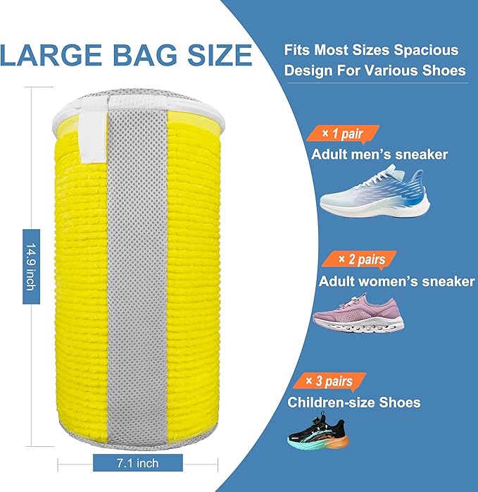 Shoe Washing Machine Bag – Reusable, Protective, Size Adaptable 360° Deep Clean Laundry Bag with Cleaning Fibers for Washing Machine, 2 Pack