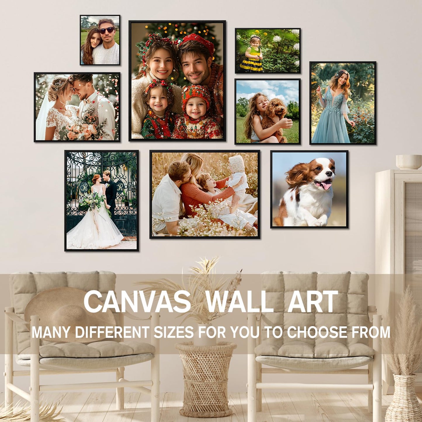 Canvas Prints with Your Photos, Ship Next Day Personalized Wall Art for Home Decor, Custom Photo Gifts for Wedding, Birthday, Family & Friends - Ready to Hang Canvas Pictures Framed 8x10