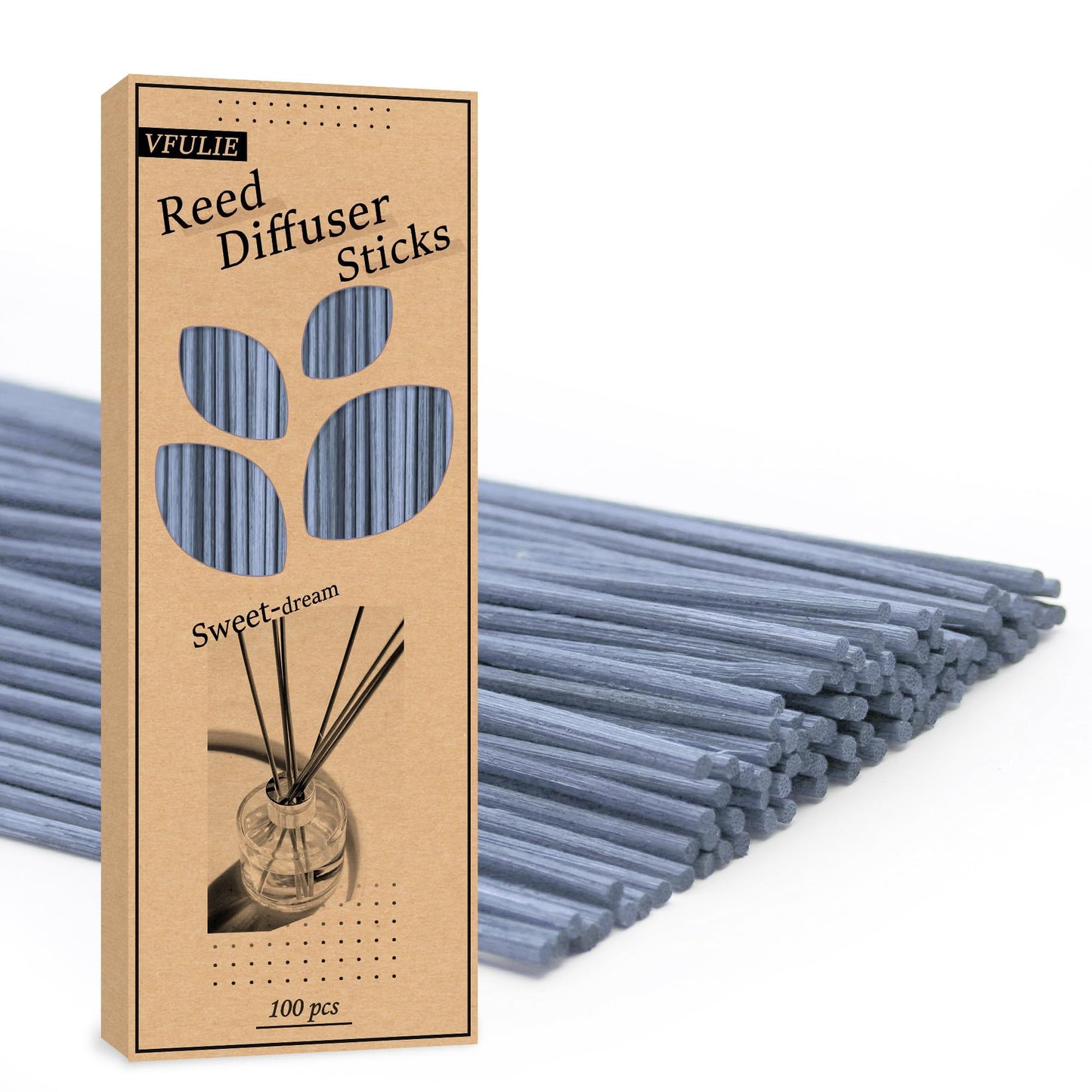 VFULIE 100PCS Reed Diffuser Sticks, Refill Replacement for Aroma Fragranc (100, hui LAN)