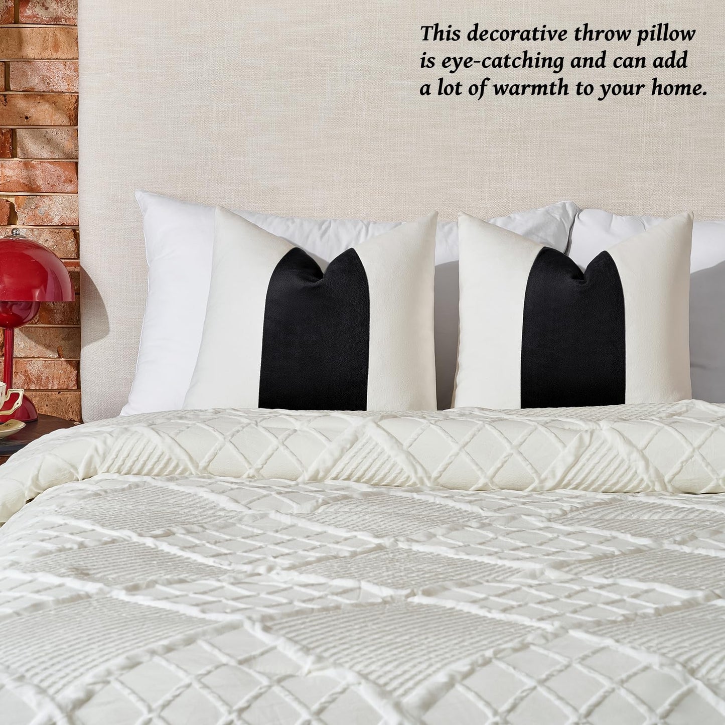 AmHoo Pack of 2 Velvet Panel Cotton Pillow Covers Decorative Pillowcase Cushion for Couch Sofa Bedroom 18 x 18-Inch Black