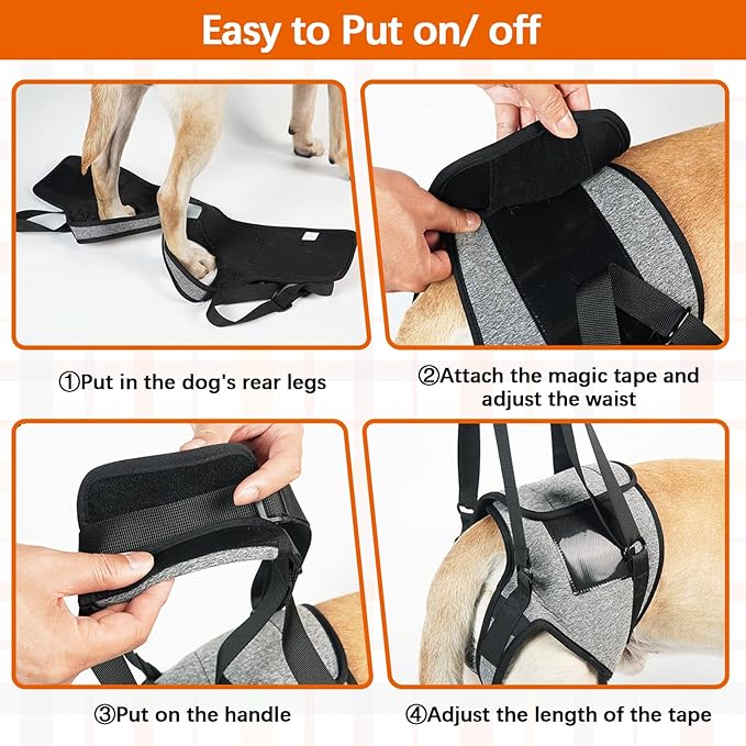 ROZKITCH Dog Lift Harness, Pet Rear Support Aid Veterinarian Approved Sling for Old K9 Help with Poor Stability, Back Leg Hip Disabled Joint Injury Elderly Arthritis ACL Rehabilitation Rehab Grey L