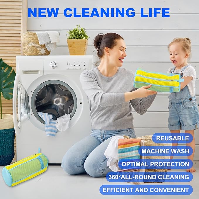 Shoe Washing Bags for Washing Machine – Durable Shoe Washing Machine Bags for All Shoe Types Sizes (Large Yellow 2PCS)