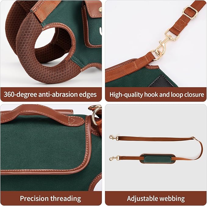 Wakytu Dog Lift Harness Dog Carrier Dog VES Harness Adjustable Dog Leash with Small Puppy Treat Bag(Green,XS)
