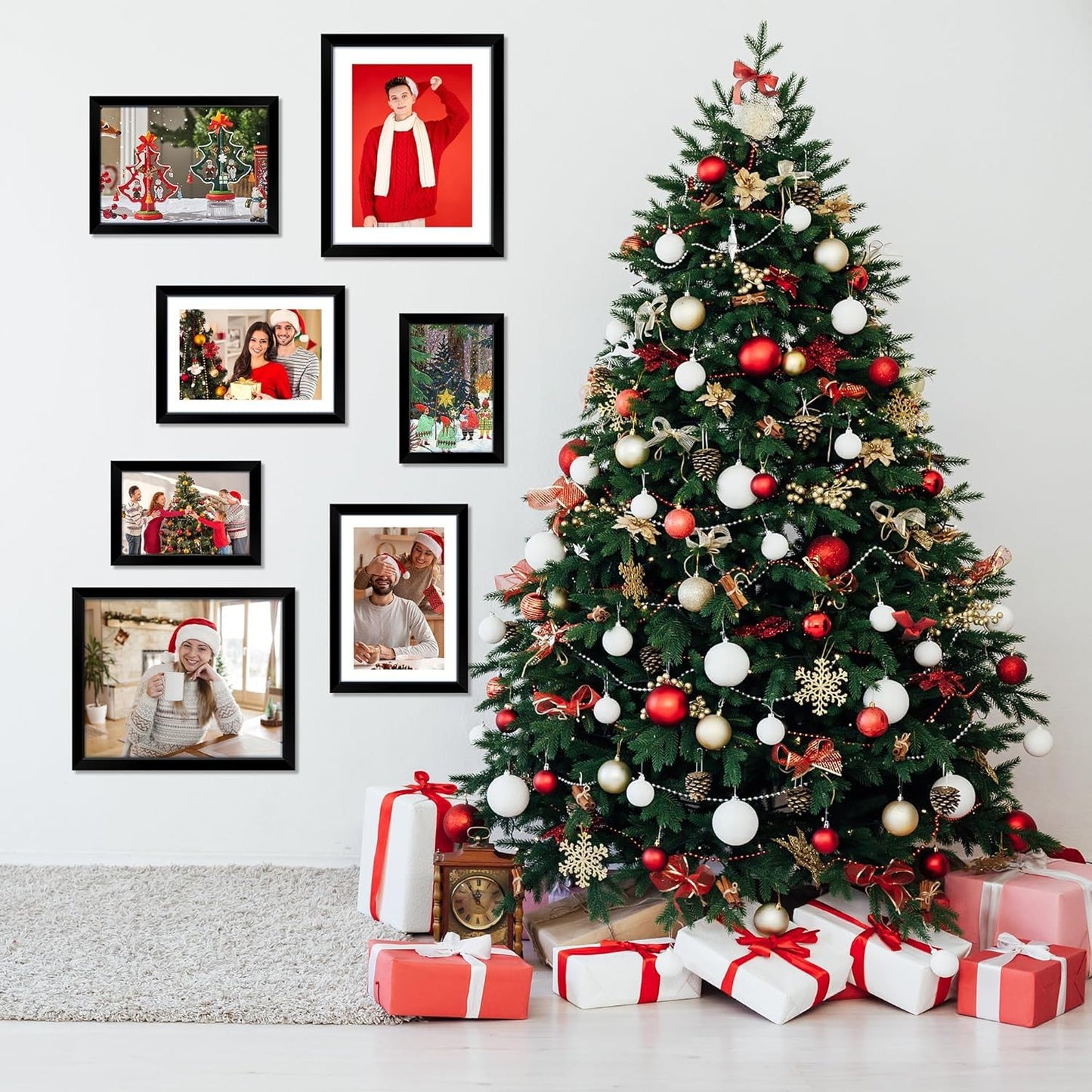 HOMERHYME 8x10 Picture Frame Set of 8, Black Photo Frames for Tabletop or Wall Display, Fits Pictures 5x7 with Mat or 8x10 Without Mat, Frame Collage with HD Plexiglass for Gallery Home Wall Decor