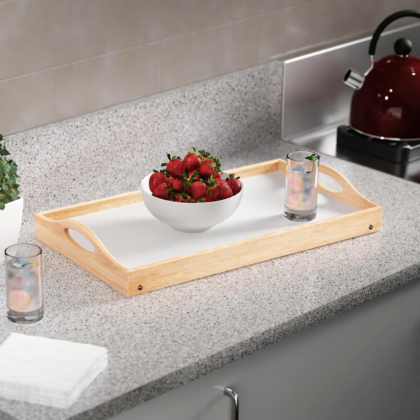 Winsome Alani Breakfast Tray Natural and White Finish