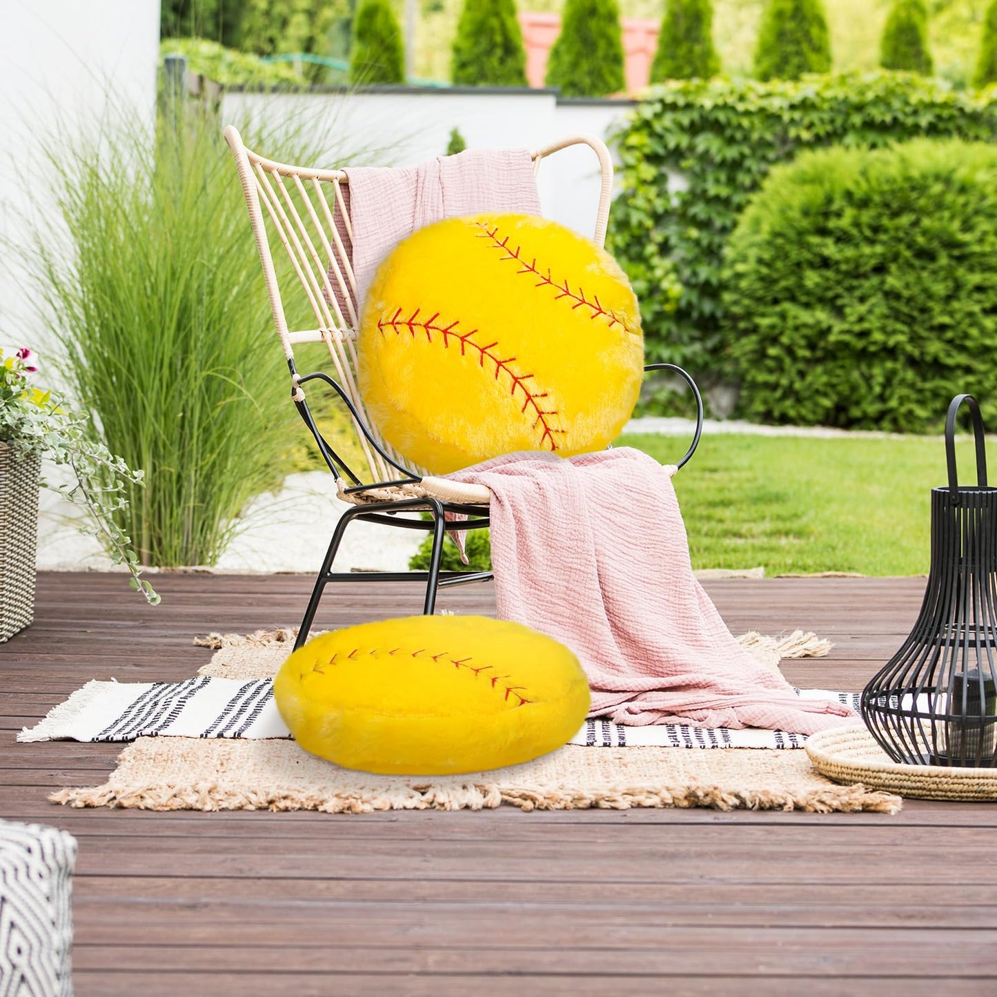 Gerrii 2 Pieces Sports Softball Plush Pillow Sport Theme Fluffy Stuffed Throw Pillow Softball Volleyball Room Decor Gift for Bedroom Decoration Supplies