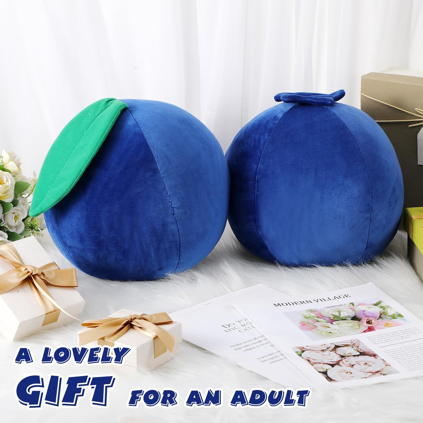 Beeveer 2 Pcs Blueberry Plush Cute Fruit Plush Blueberry Pillow Kawaii Decorative Hugging Gift Soft Stuffed Fun Plushies Novelty Pillow Toy Cushion Seat Decor for Home Kids Girl