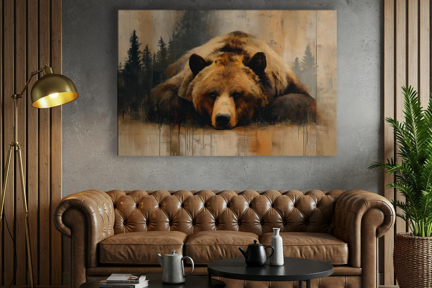 LuxeWood Wildlife Canvas Prints - Wild Animals Home Decor - Medium, Large, and Extra Large Wall Art for Living Room, Bathroom, Kitchen (Grizzly Repose, 20" L x 30" W)