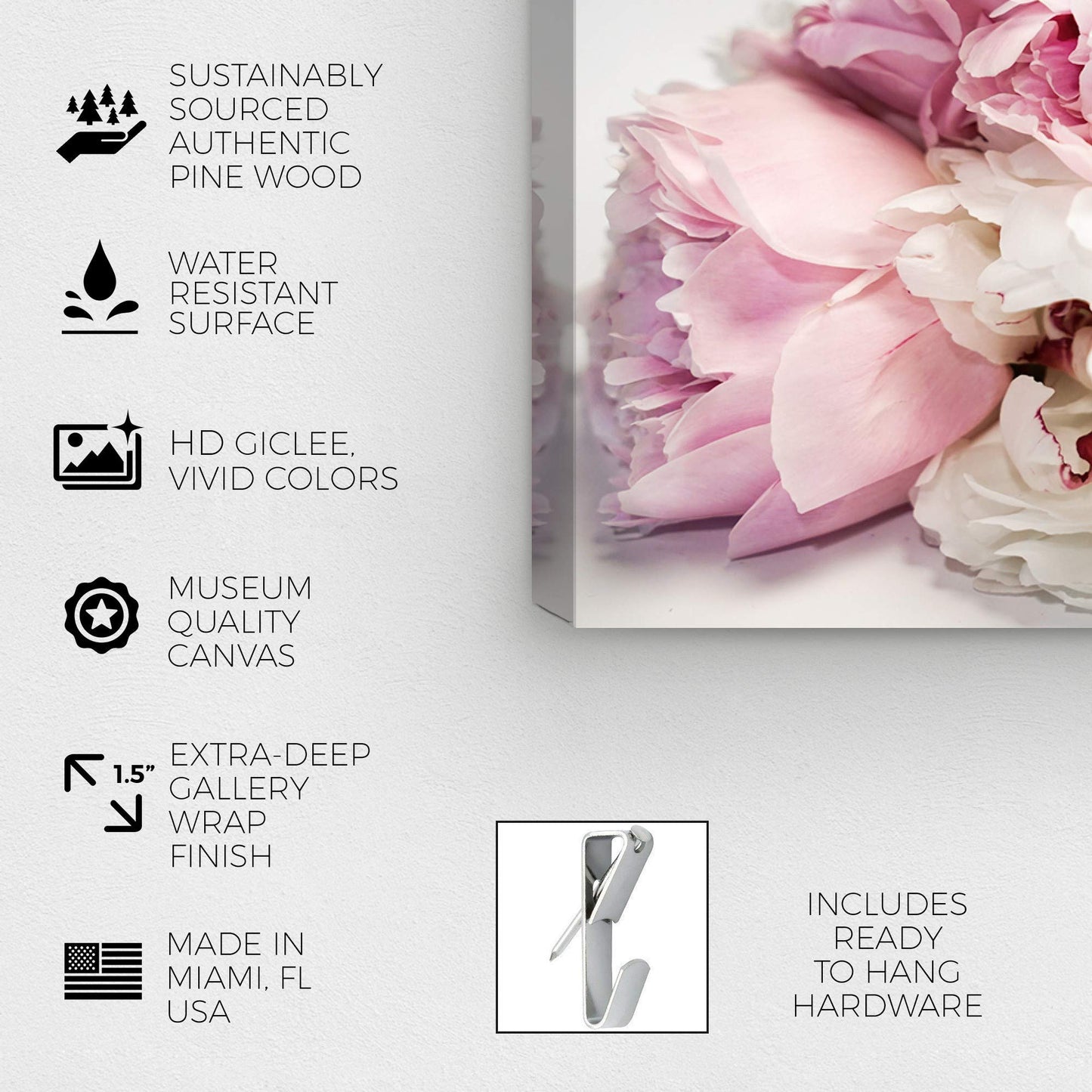 Oliver Gal Peonies and Magnolia Love Canvas Print Wall Art for Living Room, Bedroom, and Bathroom, 36" x 24", Gallery Wrapped