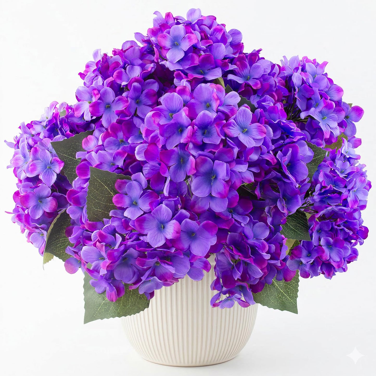 Daynight 4 Pcs Hydrangea Artificial Flowers Outdoor Silk Bouquets, UV Resistant Faux Hydrangeas Flowers for Table Vase Centerpieces Outside Party Wedding Baby Shower Home Outdoor Decor (4, Purple)