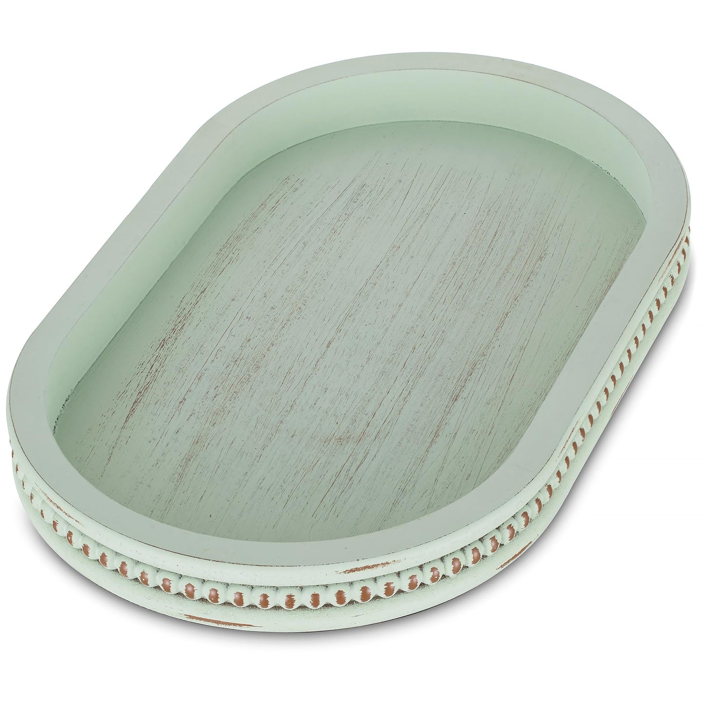 Hanobe Decorative Trays for Coffee Table: Sage Green Oval Bathroom Trays - Wood Modern Farmhouse Decor for Home Kitchen Counter Entryway Table