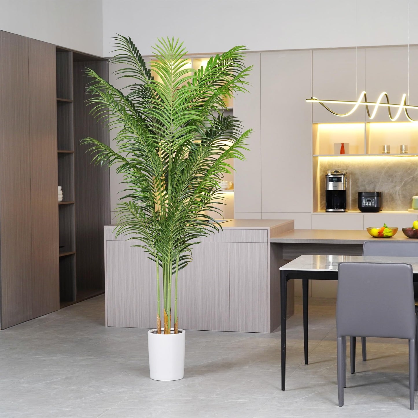 ProDeco Artificial Palm Tree 7.2Ft Tall Fake Potted Plant Faux Silk Green Floor Decorative Large Artificial Plants Indoor for Office Home Living Room Outdoor Decor