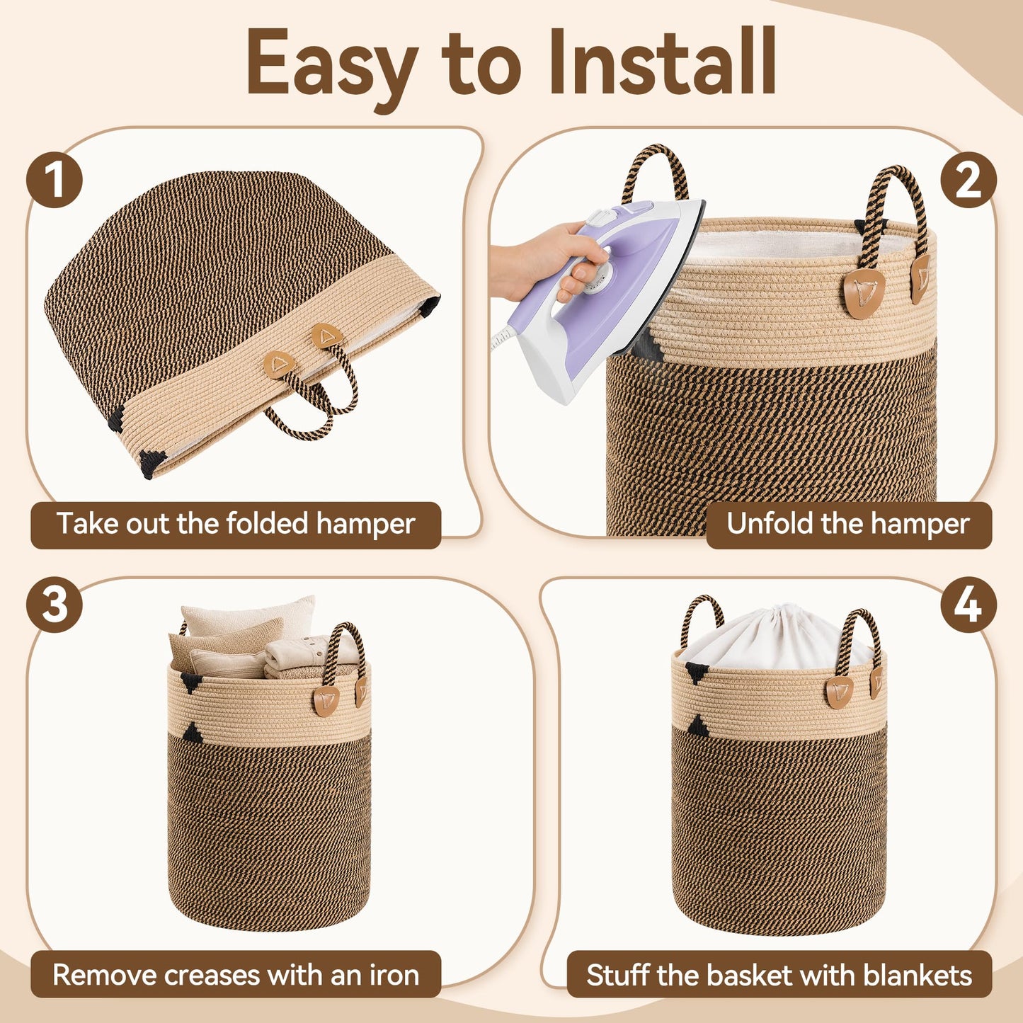 Laundry Basket for Laundry Room Organization Laundry Hamper with Lid Blanket Basket for Living Room