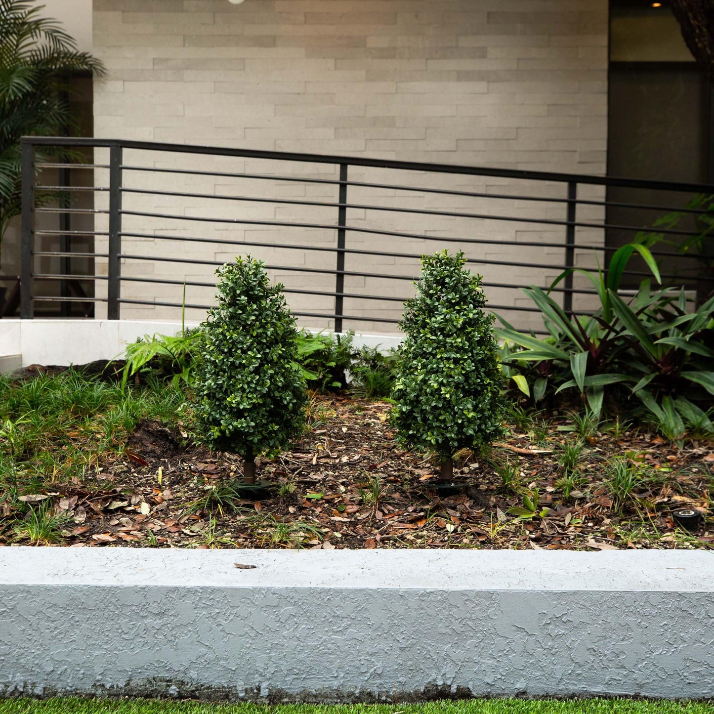 Nearly Natural 2.5ft Artificial Boxwood Topiary Plants 2-Pack with UV Resistant Ground Stakes for Indoor Outdoor Home Decor and Garden Decoration