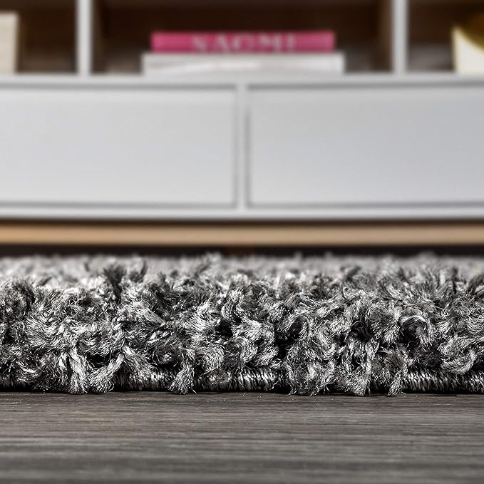 JONATHAN Y Mercer Shag Plush Tassel Charcoal Indoor Area Rug, 5x8, Contemporary, Modern, Easy-Cleaning for Living Room, Bedroom, Kitchen, Pet Friendly, Non-Shedding (MCR100B-5)