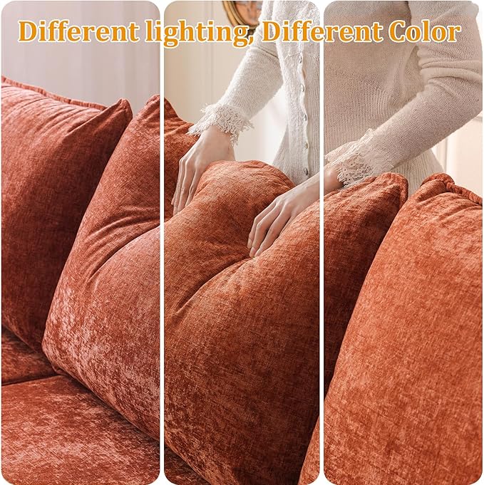 104'' Modular Sectional Sofa with Seats Storage,Oversized L Shaped Couch with Deep Seat,3-Seater Comfy Cloud Couches for Living Room, Movable Ottoman,Chenille,Orange
