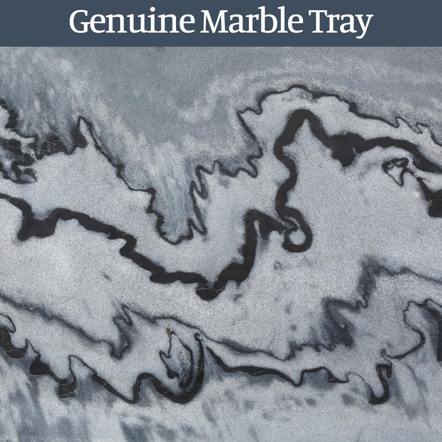 Koville Natural Marble Tray, 12"x6" Decorative Tray for Countertop, Catchall for Perfume, Candles, Jewelry Dish Elephant Grey