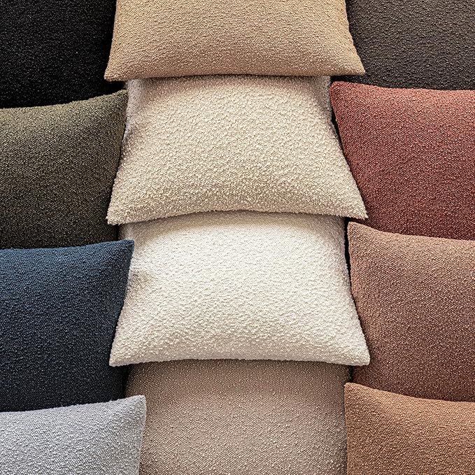 Foindtower Decorative Textured Boucle Throw Pillow Covers Accent Solid Pillow Cases Neutral Long Body Lumbar Couch Cushion Case for Chair Sofa Bedroom Living Room Home Decor 14x36 Inch,1PC,Light Taupe