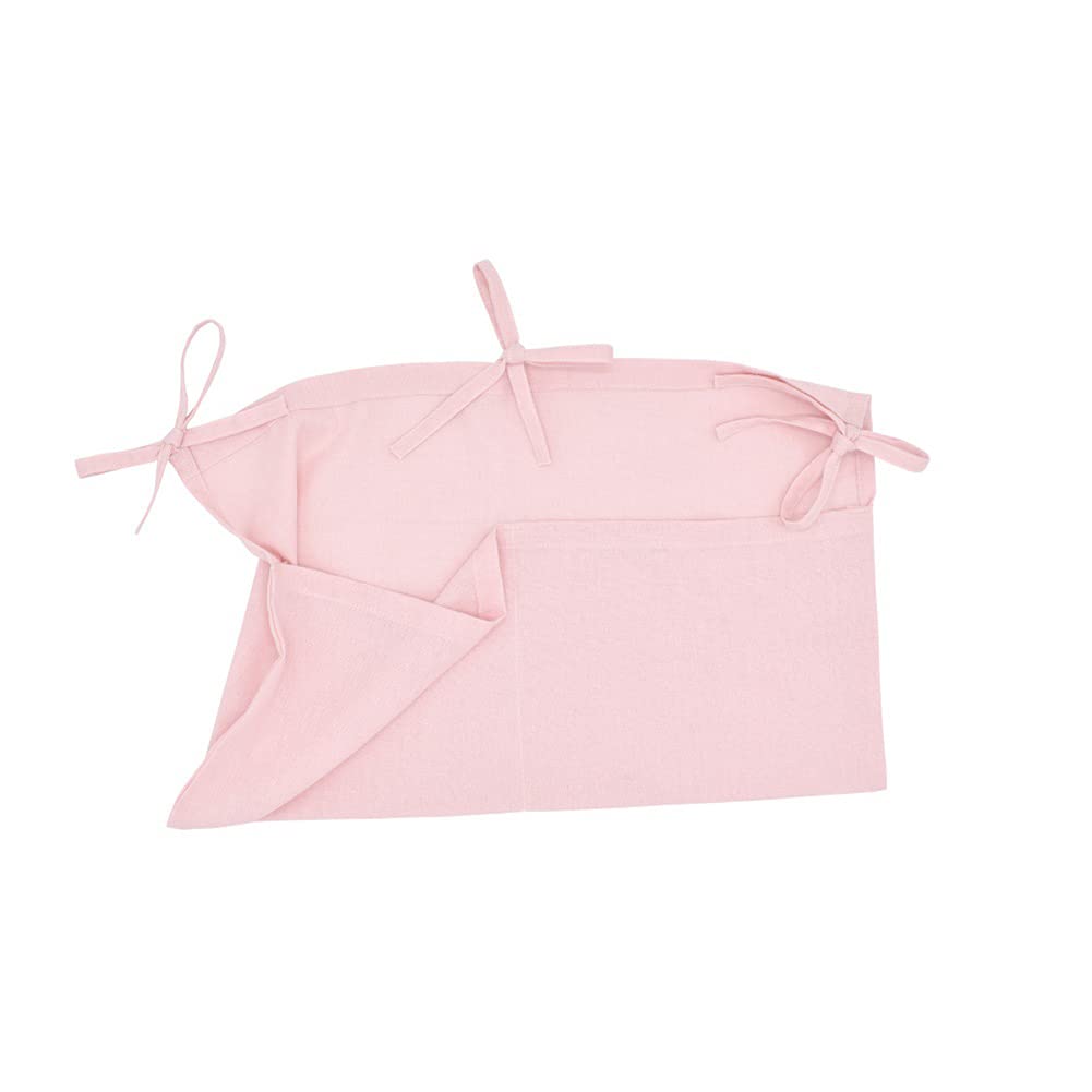 YeeMan Linen Baby Bedside Hanging Storage Bag,2 Pockets Organizer for Baby Cribs and Toys (Light Pink)