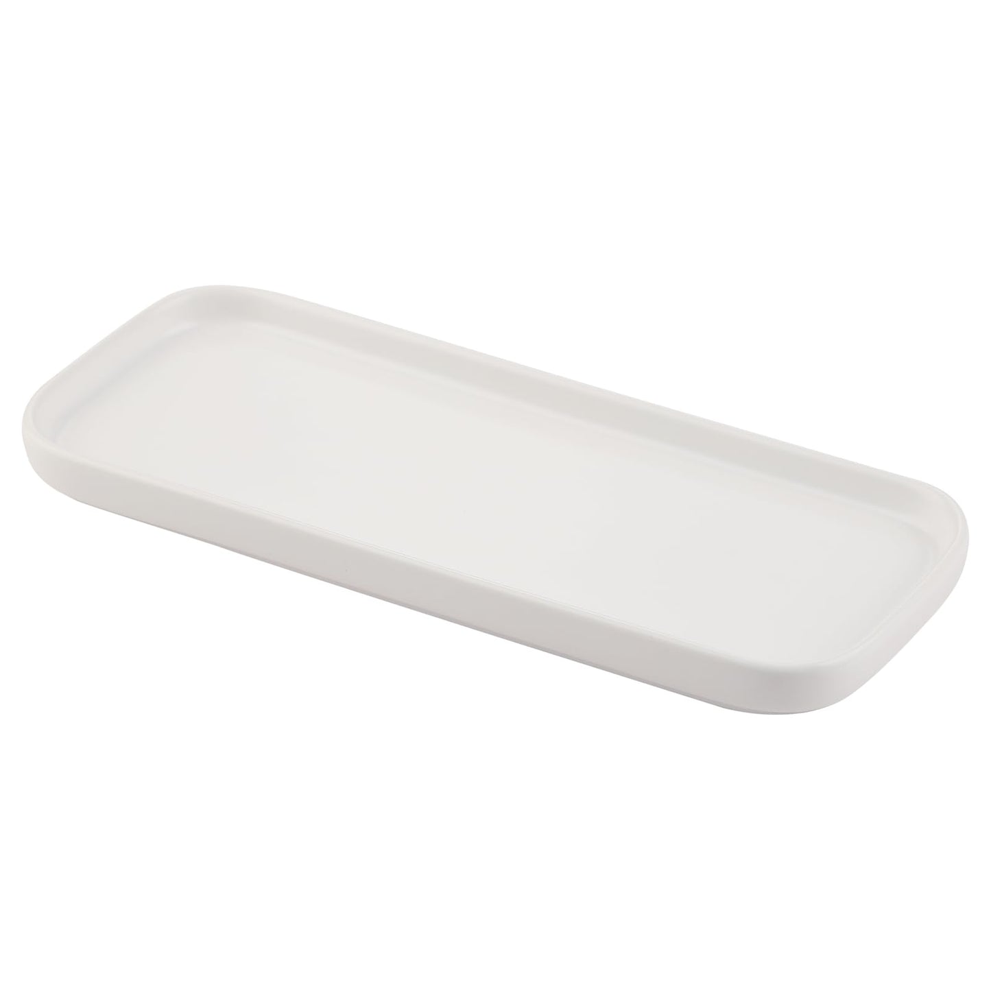 VanEnjoy Ceramic Tray for Kitchen Counter, White Vanity Tray for Bathroom Counter, Long Narrow Tray for Soap Bottles