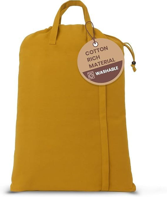 LFH Home Large Premium Cotton Canvas Laundry Bag with Drawstring and Handles Heavy Duty, Multi-Use, and Washable for Home, Travel, College or Storage 28x36 (Pack of 4)-Yellow